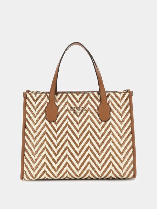 Håndtaske GUESS Silvana Raffia Handbag Beige | HWCV8665220, 0