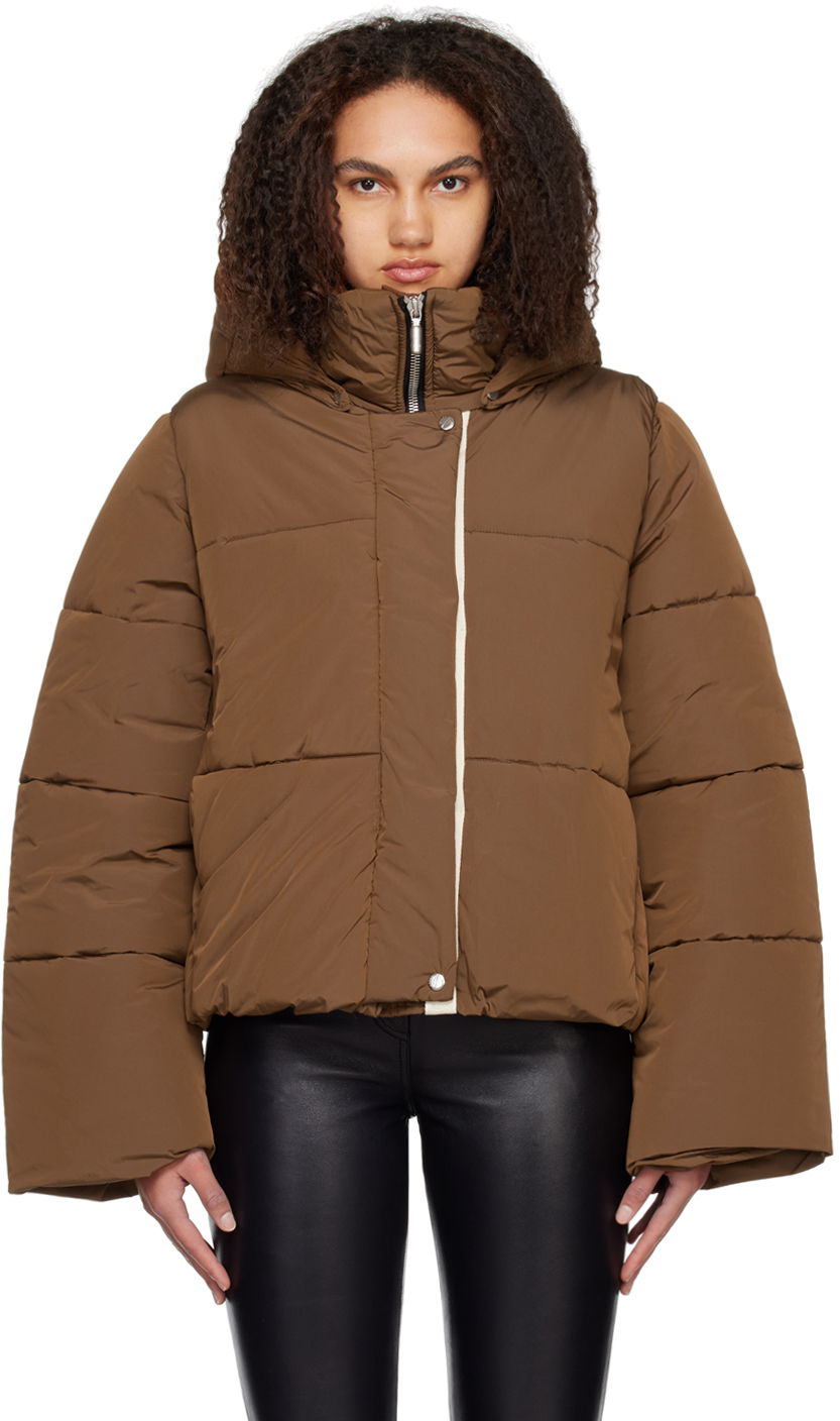 Puffer jakke Rhude Rhude Hooded Puffer Jacket Brun | RHFW22JA34016090, 0