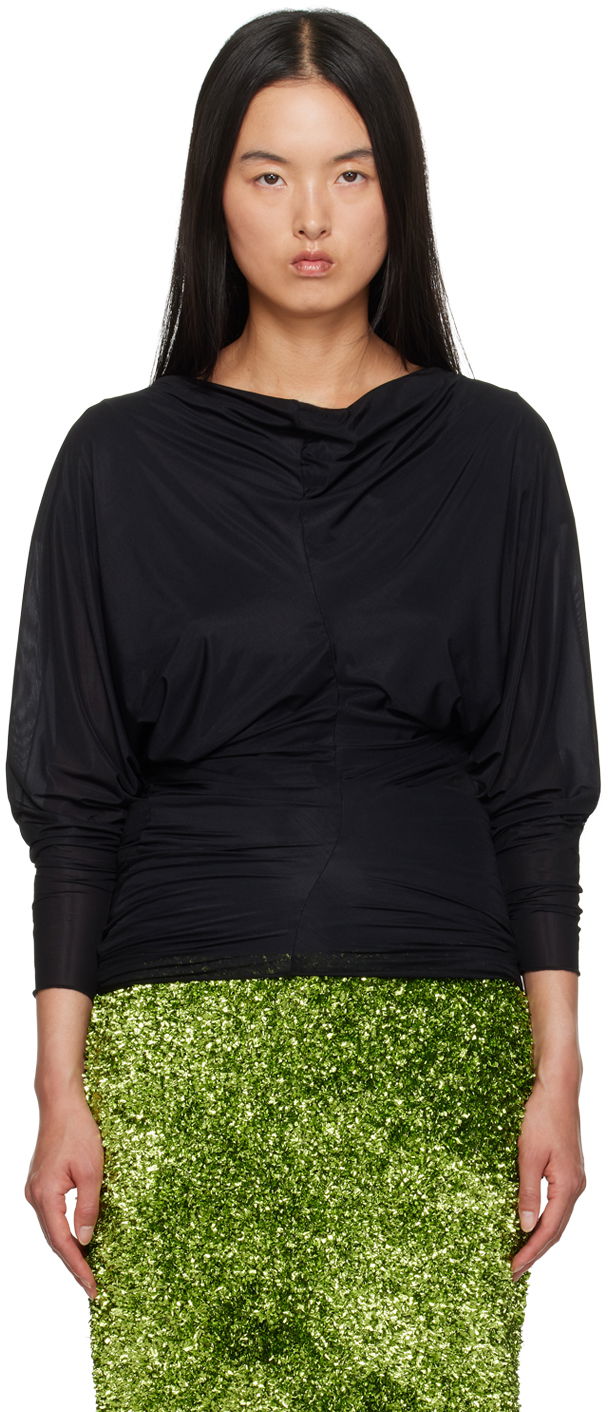 Skjorte Dries Van Noten Draped Blouse Sort | 242-011145-9204