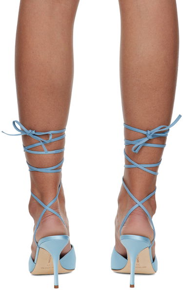 Tilbehør Manolo Blahnik Manolo Blahnik Lenole Pop Fabio Satin Heels Blå | 423-1722, 1