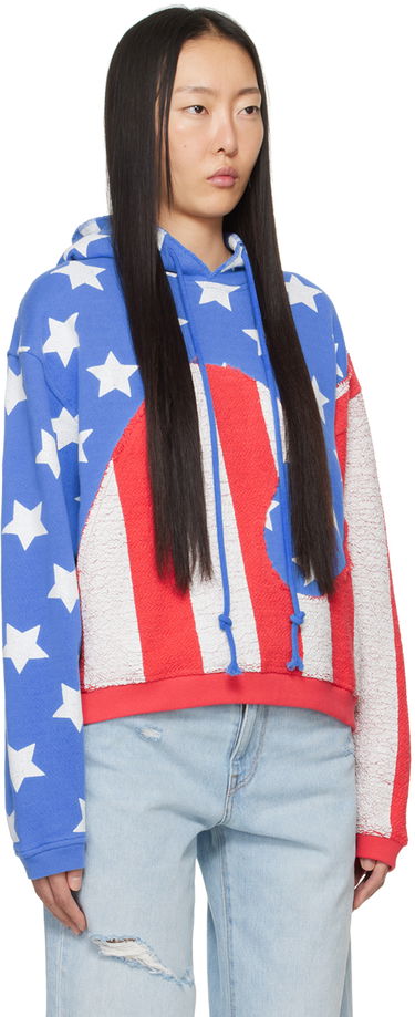 Sweatshirt ERL Stars & Stripes Swirl Print Fleece Hoodie Rød | ERL07T022, 1