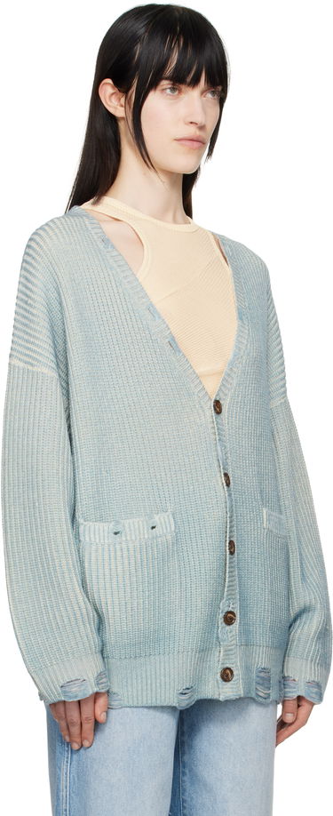 Sweater R13 R13 Oversized Distressed Knit Cardigan Blå | R13WY198-Y183B, 1