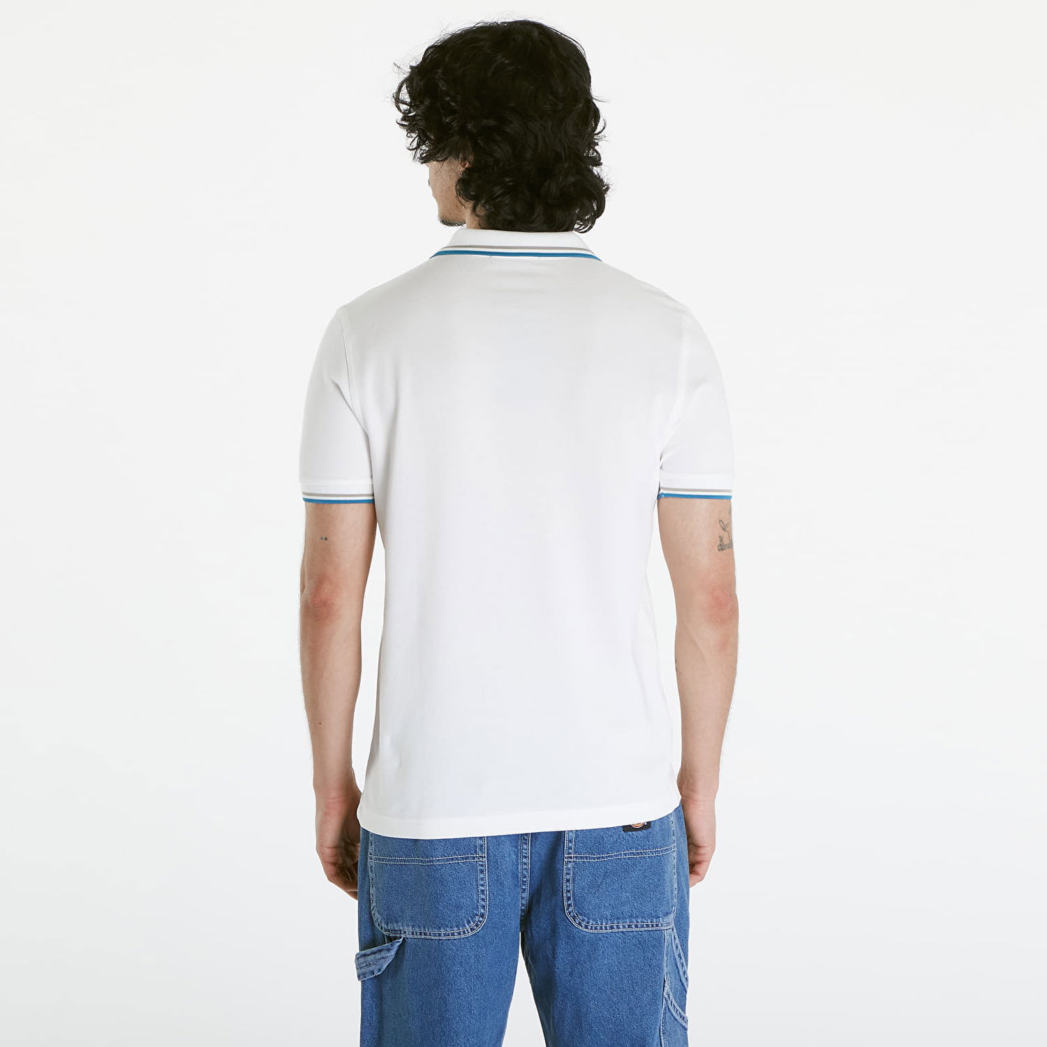 Polo skjorte Fred Perry Twin Tipped Shirt Snow White/ Warm grey/ Ocean Hvid | M3600 V36, 1