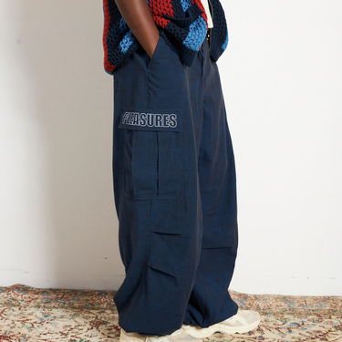 Cargo bukser Pleasures Visitors Wide Fit Cargo Pants Mørkeblå | P23F012-NAVY, 3