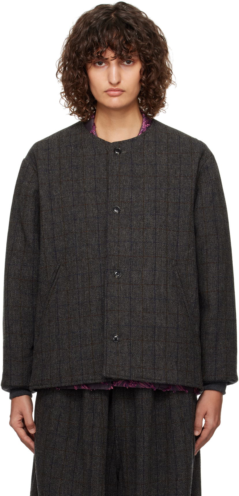 Jakke Needles Quilted Crew Neck Grå | PU105