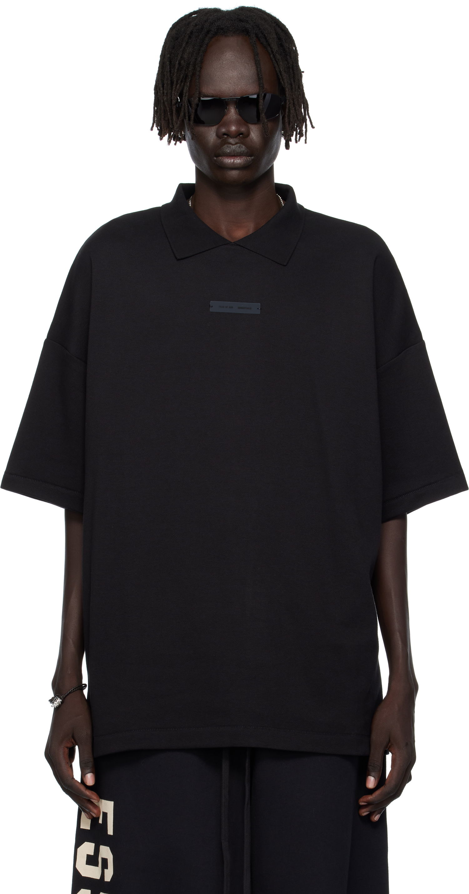 Polo skjorte Fear of God ESSENTIALS 90s Fit Piqué Polo Sort | 125SP254400F, 0