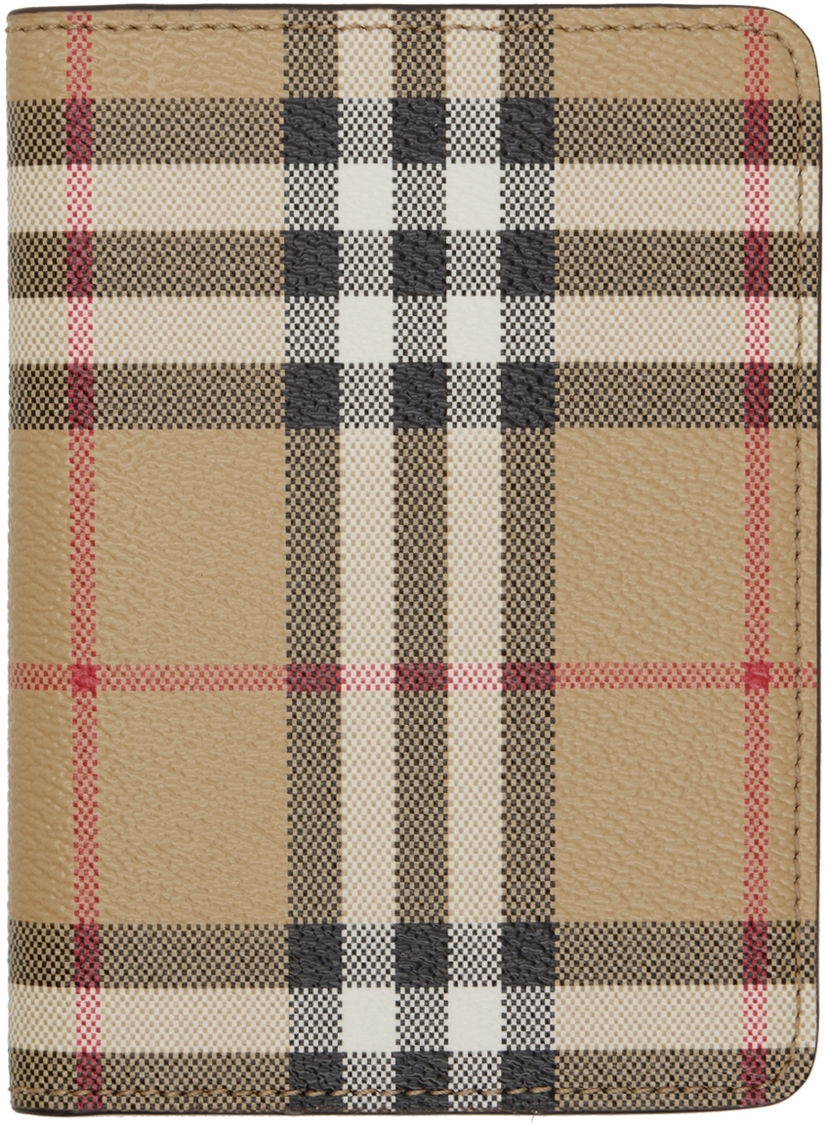 Tegnebog Burberry Check Passport Holder Beige | 8073975