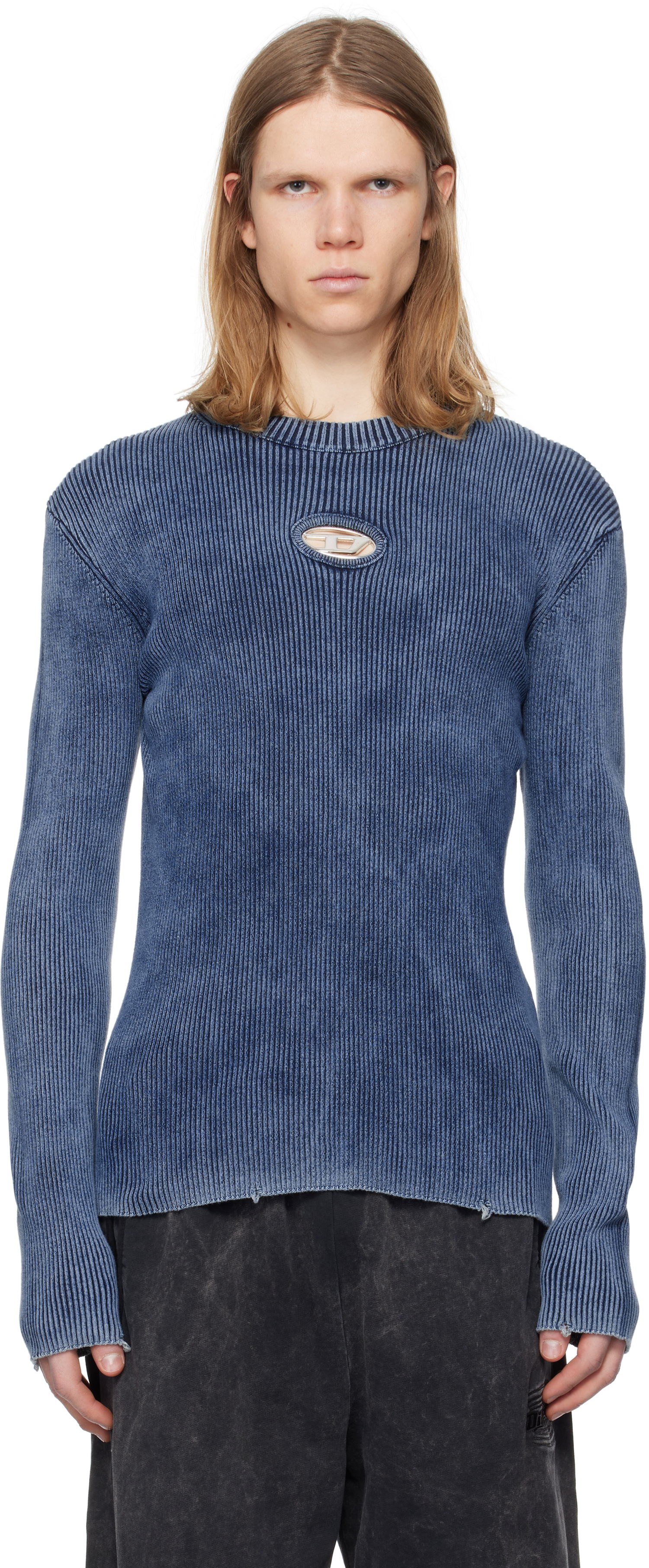 Sweater Diesel Diesel K-Darin-D Cutout Ribbed Sweater Blå | A17512-0ANAH-8AT, 0