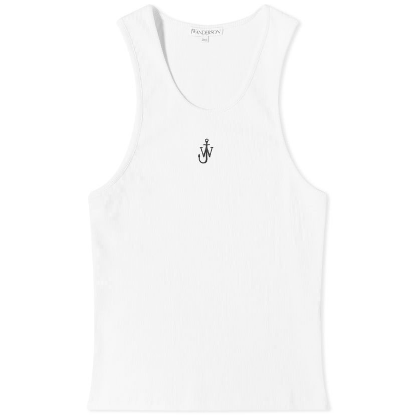 Tanktop JW Anderson Anchor Embroidery Tank Vest Hvid | JO0205-PG1512-001