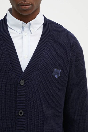 Sweater MAISON KITSUNÉ Ribbed Cardigan With Logo Patch Grøn | NM00501KT1093, 3