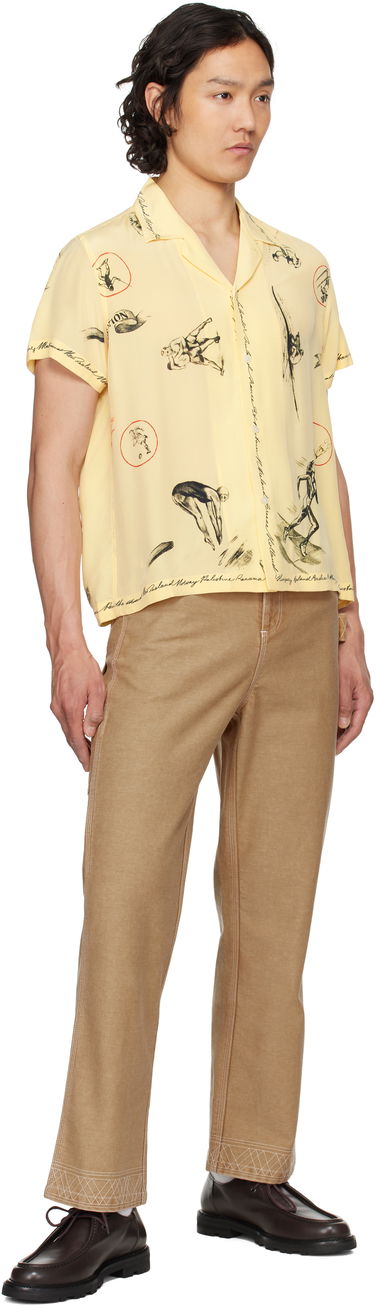 Skjorte Bode Bode Games Print Relaxed-Fit Camp Collar Shirt Gul | MRS25SH020, 3