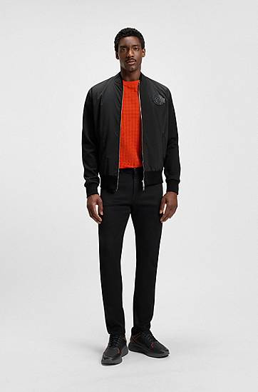 Bomberjakke BOSS Porsche x BOSS Cotton-Blend Jersey Jacket Sort | 50543675, 1