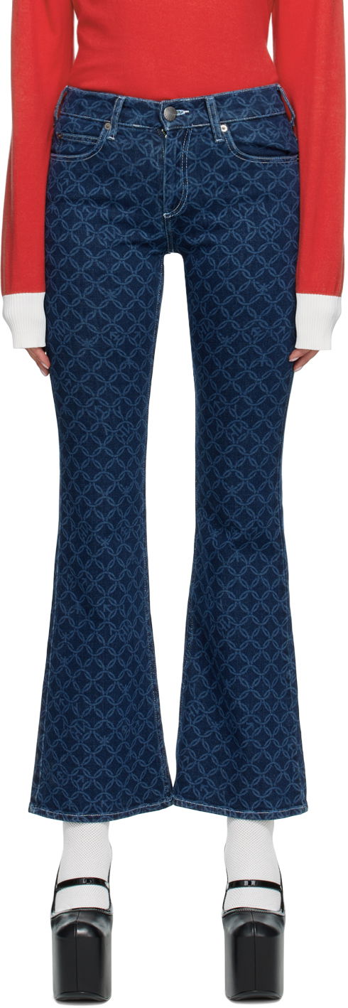 Jeans Charles Jeffrey Loverboy Indigo Patterned Flare Jeans Blå | ETCDEN, 0