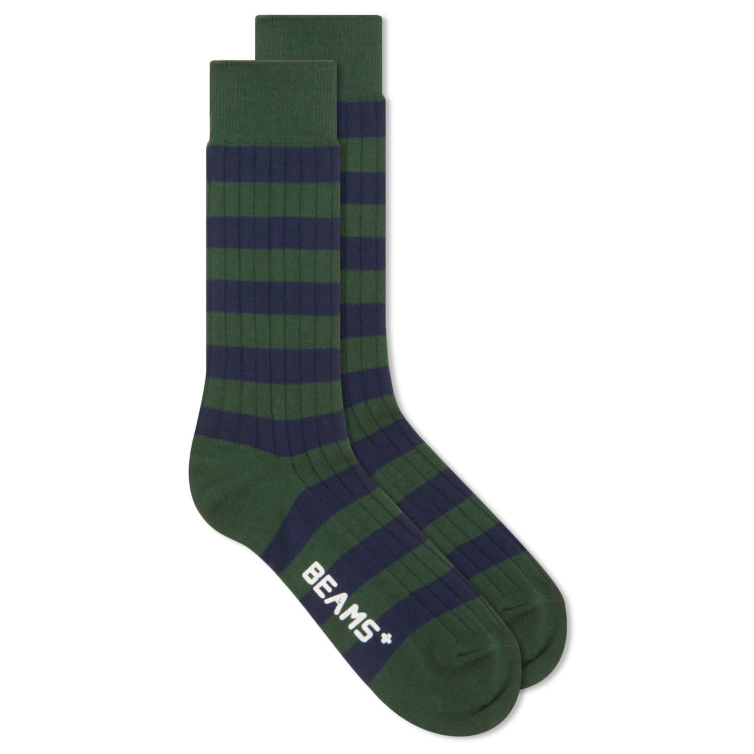 Sokker BEAMS Rib Stripe Socks Grøn | 3843-0012-479-65, 1