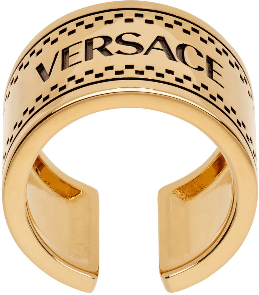 Ring Versace Gold 90s Vintage '' Logo Ring Metalisk | 1015199_1A00620