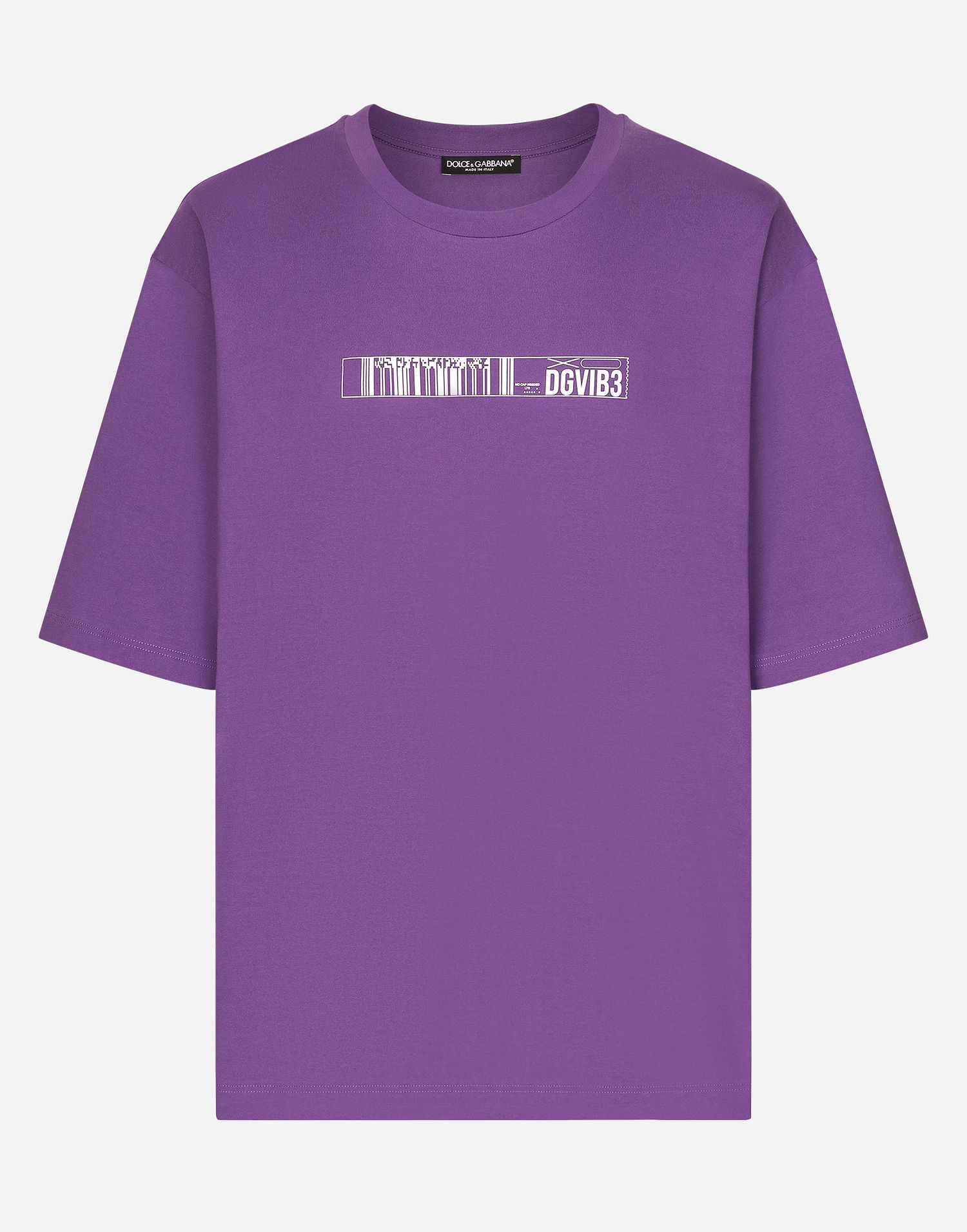 T-shirt Dolce & Gabbana Cotton Jersey T-shirt With Dg Vib3 Print And Logo - Man T-shirts And Polos Purple Cotton S Lilla | G8PB8TG7K3DF0392, 1