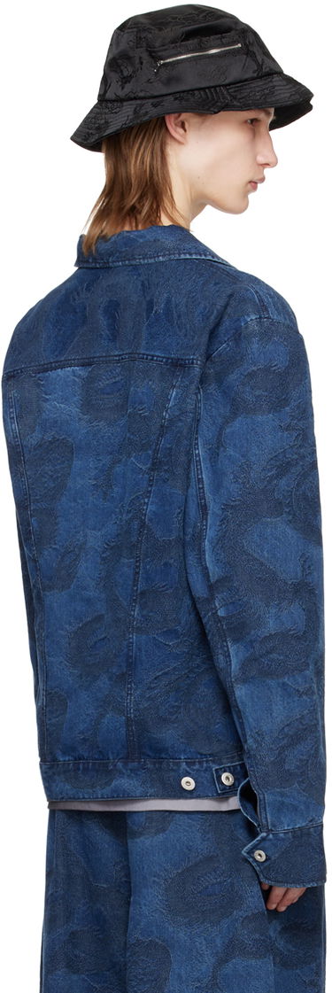 Jakke Feng Chen Wang Feng Chen Wang Dragon Print Denim Jacket Blå | FUS17JK20, 2