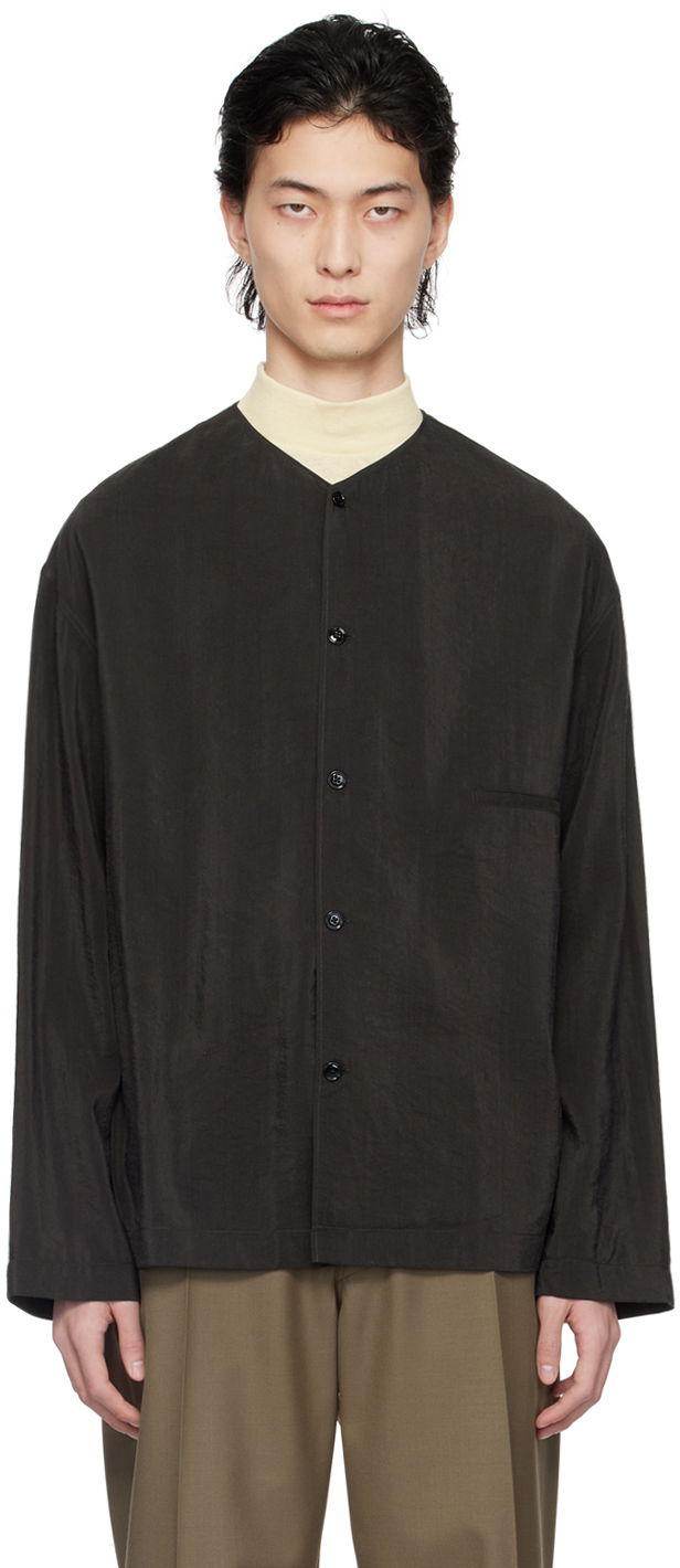 Skjorte LEMAIRE Lemaire Collarless Button-Up Shirt Sort | SH1065 LF208