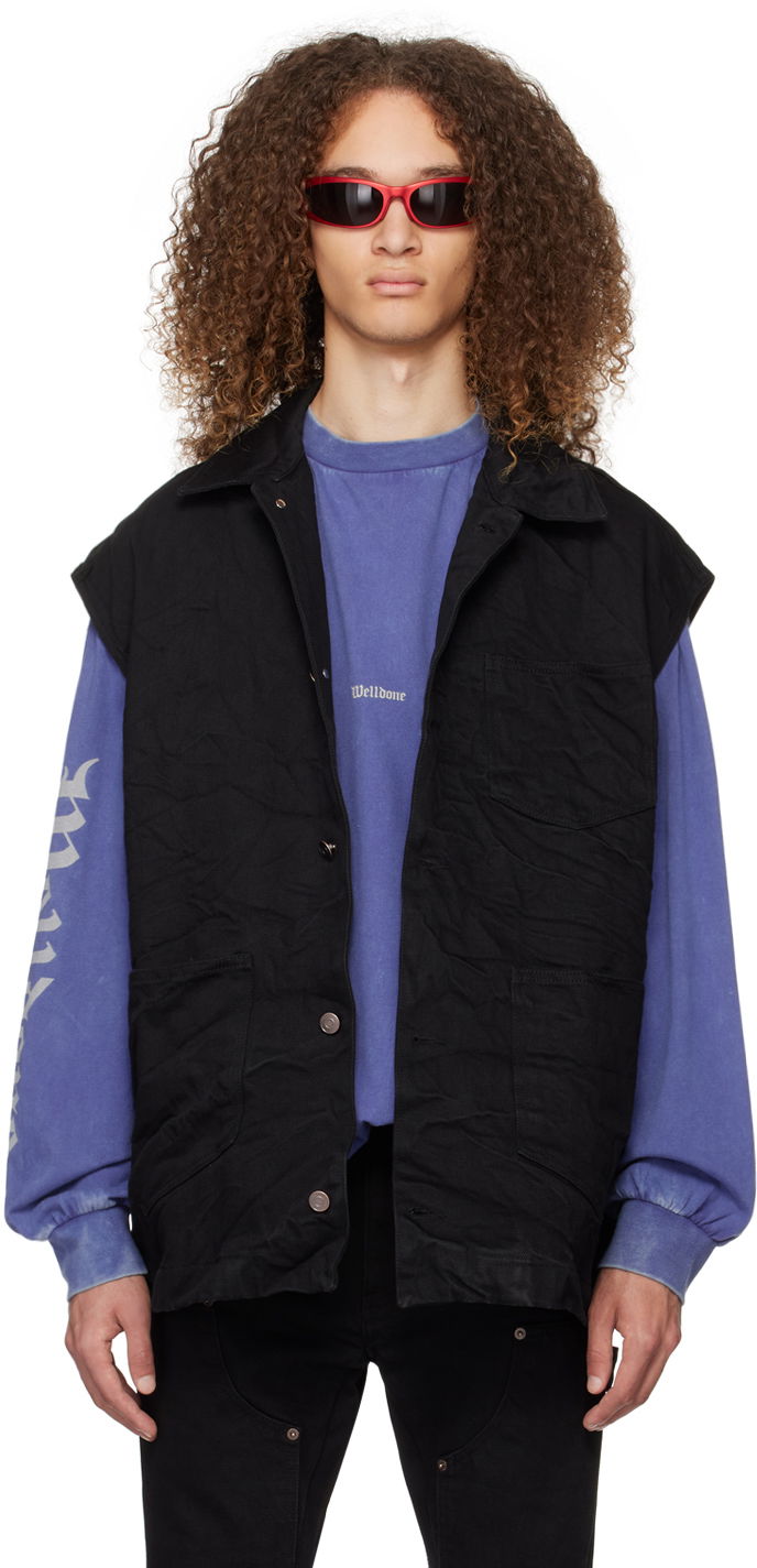 Vest We11done We11done Oversized Denim Vest Sort | WD-DV0-24-394-U-BK
