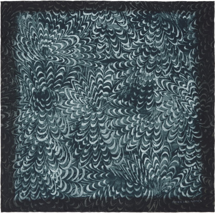 Tørklæde Dries Van Noten Dries Van Noten Silk Pocket Square with Floral Print Blå | 251-021301-1008