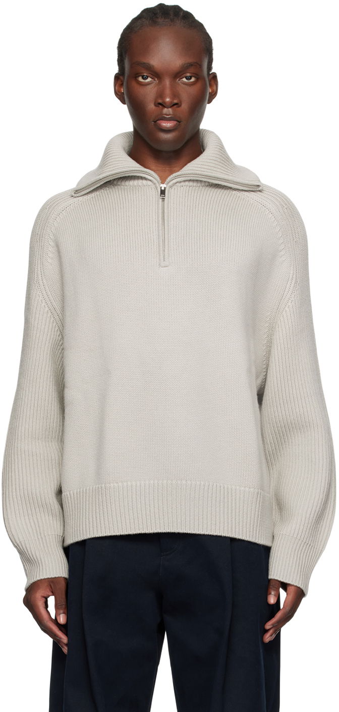 Sweater Studio Nicholson Studio Nicholson Level Half-Zip Knit Sweater Grå | LEVEL SNM - 1231