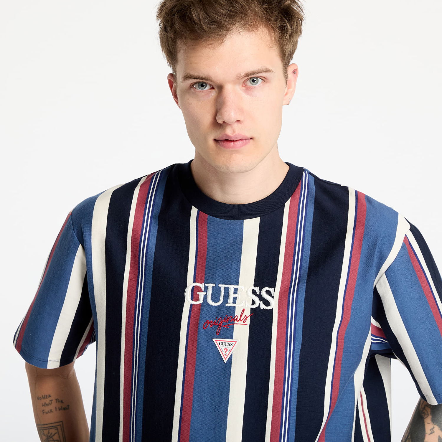 T-shirt GUESS Vertical Striped Short Sleeve T-Shirt Flerfarvet | M4BI56K8FQ4, 1