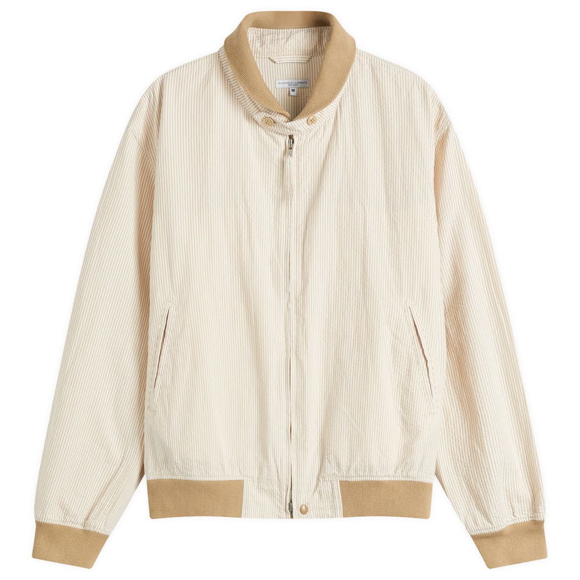 Bomberjakke Engineered Garments Engineered Garments LL Seersucker Stripe Jacket Beige | QT142-ZT212