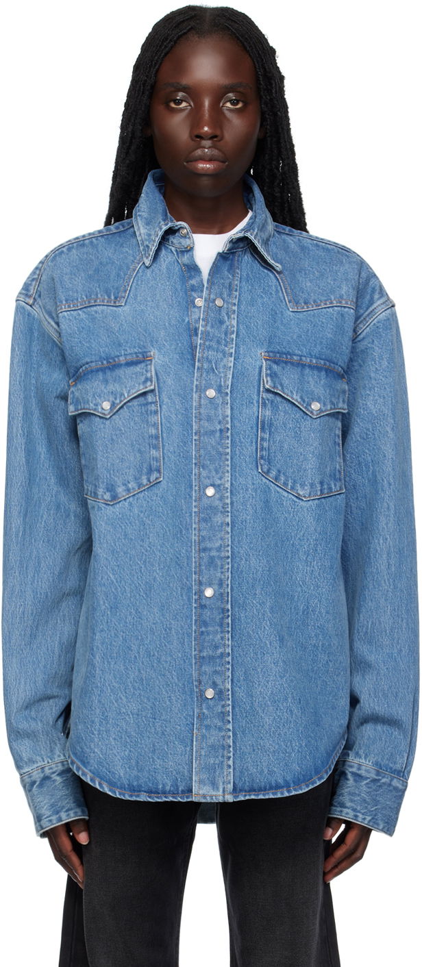 Skjorte VETEMENTS Flap Pocket Denim Shirt Blå | VL18SH250N