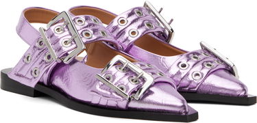 Tilbehør GANNI GANNI Buckle Slingback Flats Lilla | S2874, 3