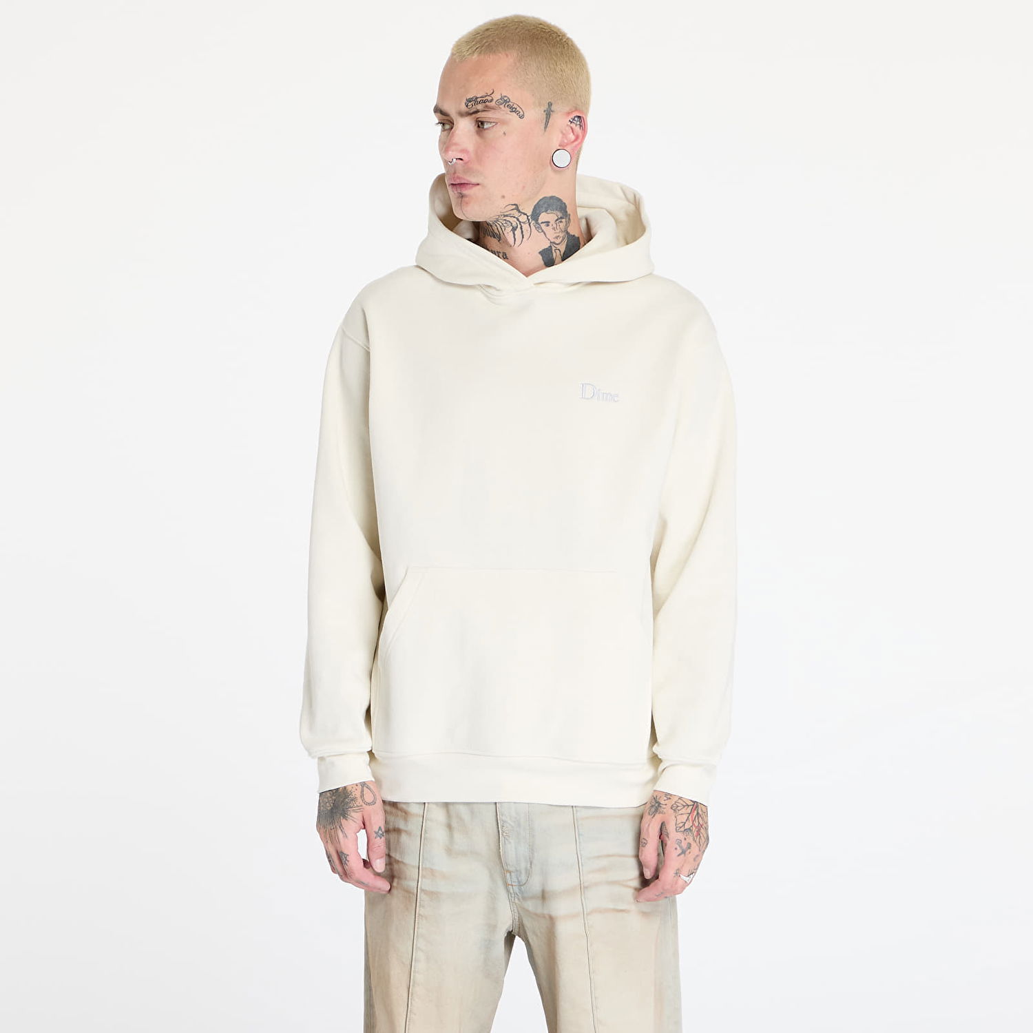 Sweatshirt Dime Classic Small Logo Hoodie UNISEX Natural XS Beige | DIMEFA2412NAT, 0
