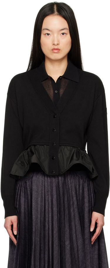 Sweater Moncler Moncler Cotton, Cashmere & Silk Peplum Cardigan Sort | K10939B00038M4066, 0