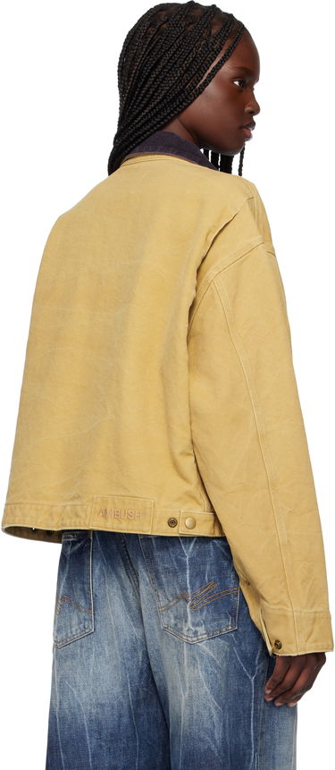 Jakke Ambush AMBUSH Cropped Canvas Work Jacket Gul | 12115367, 2