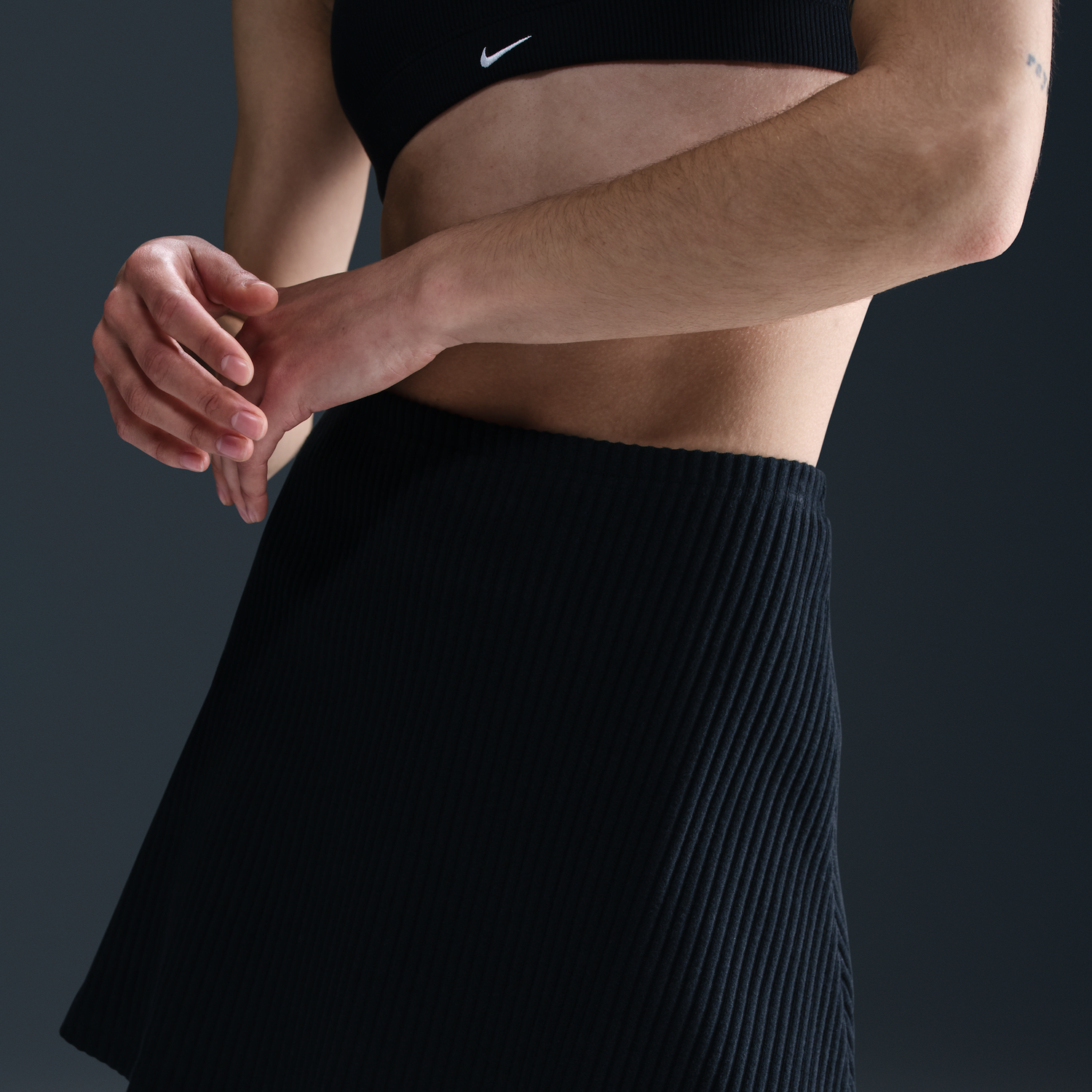 Nederdel Nike Ribbed Mini Skirt Sportswear Chill Knit Sort | HJ1839-010, 1