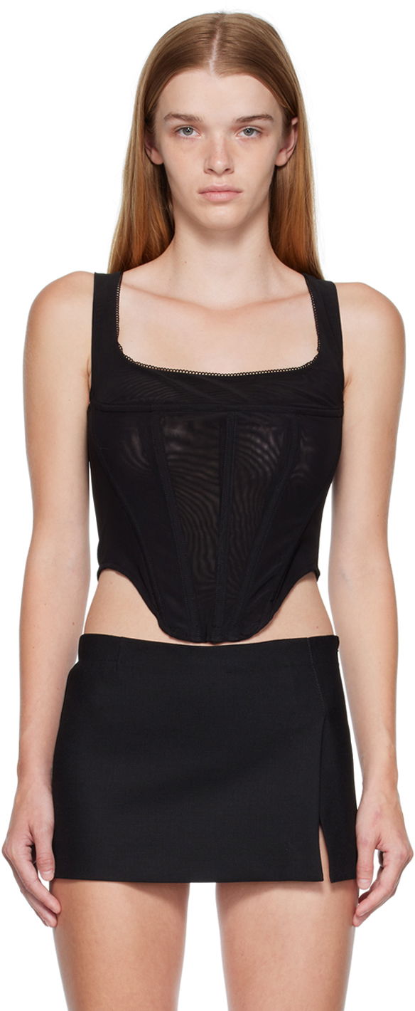 Tanktop Miaou Miaou Campbell Mesh Corset Tank Top Sort | 7020-CL-BLM