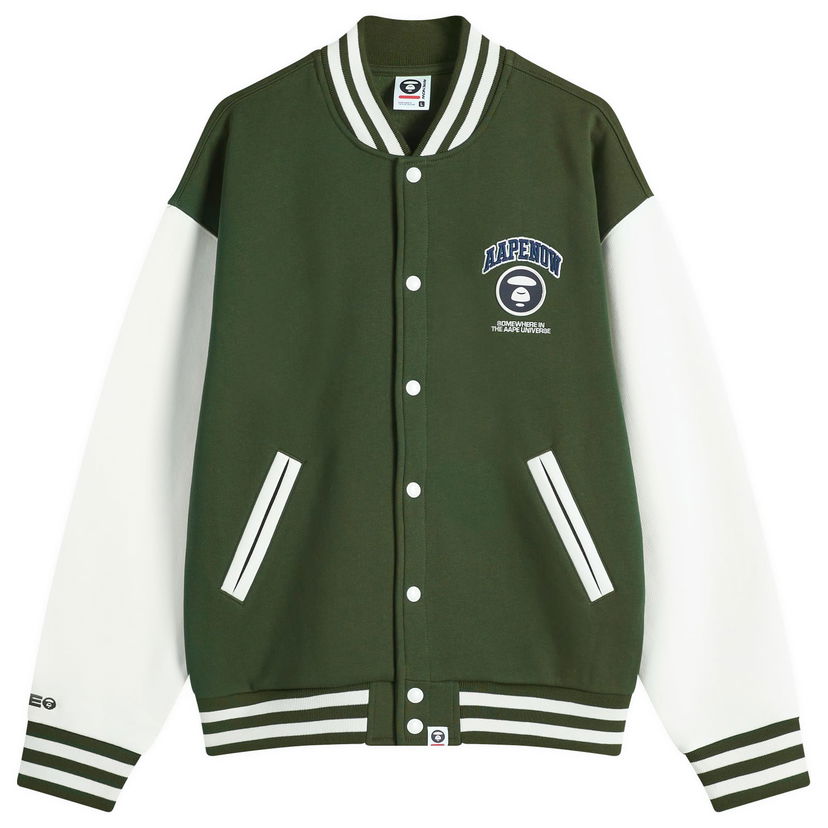 Bomberjakke AAPE by A Bathing Ape AAPE Now Fleece Baseball Jacket Grøn | AAPSWMB328XANGRD