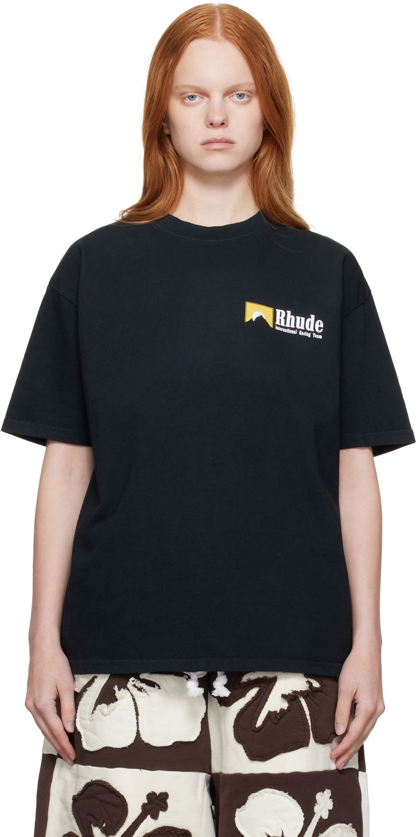 T-shirt Rhude Rhude 'International Racing' Logo T-Shirt Sort | RHPF25TT10012