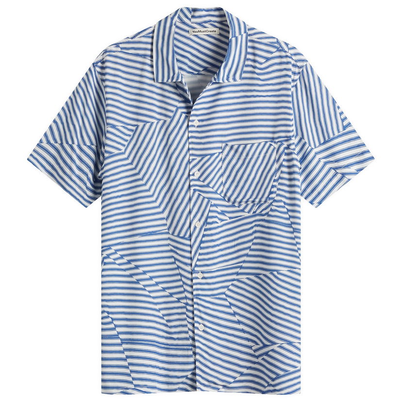 Skjorte YMC YMC Malick Vacation Shirt, Size Large Blå | P2YAJ-40