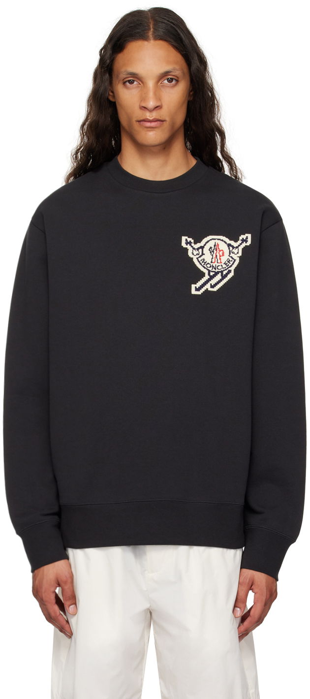 Sweater Moncler Black Appliqué Sweater Sort | J20918G00016899V4