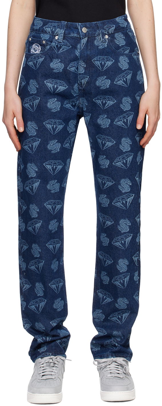 Jeans BILLIONAIRE BOYS CLUB Diamond & Dollars Print Jeans Blå | B23154