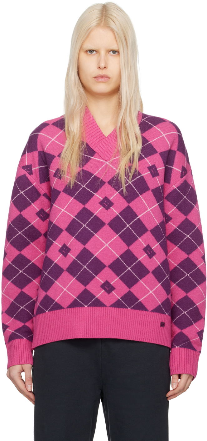 Sweater Acne Studios Argyle Sweater Lyserød | C60086-