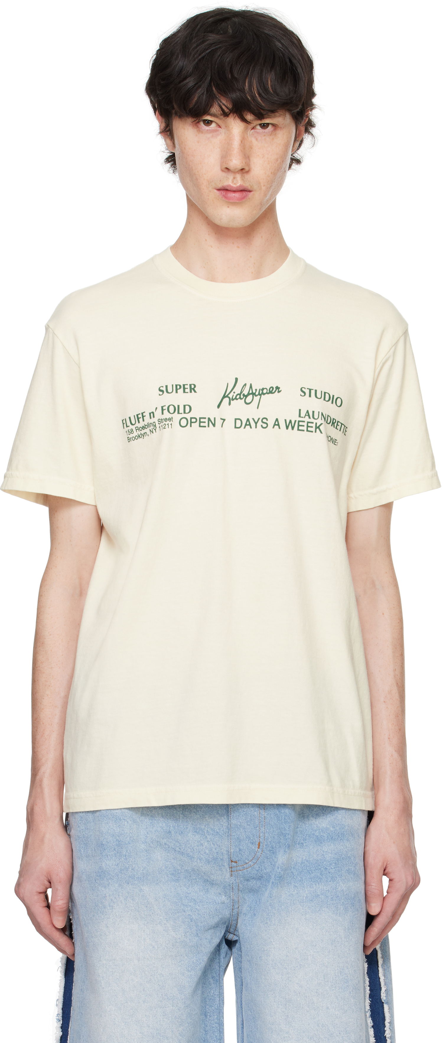 T-shirt KidSuper Laundromat Graphic Print T-Shirt Beige | AW24-TEE-21, 0