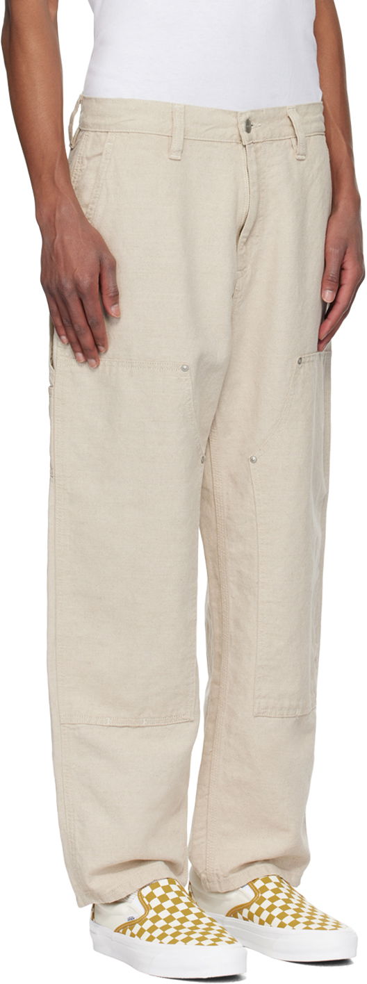 Cargo bukser Carhartt WIP Linen Double Knee Trousers Beige | I033580, 1