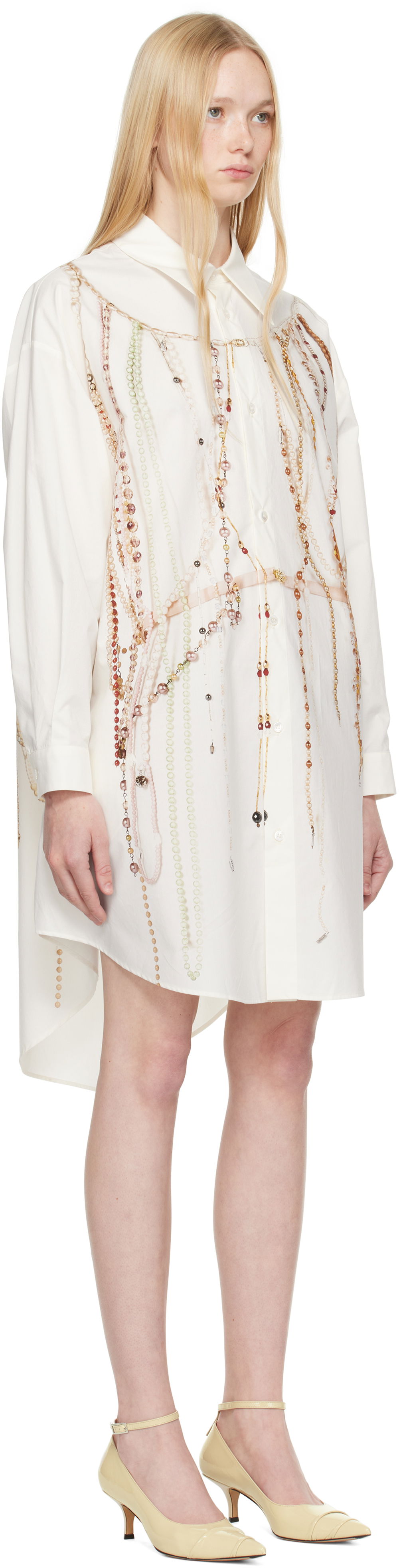 Kjole Maison Margiela MM6 Maison Margiela Pearl Print Shirt Dress Hvid | S62CT0250 M35462, 1