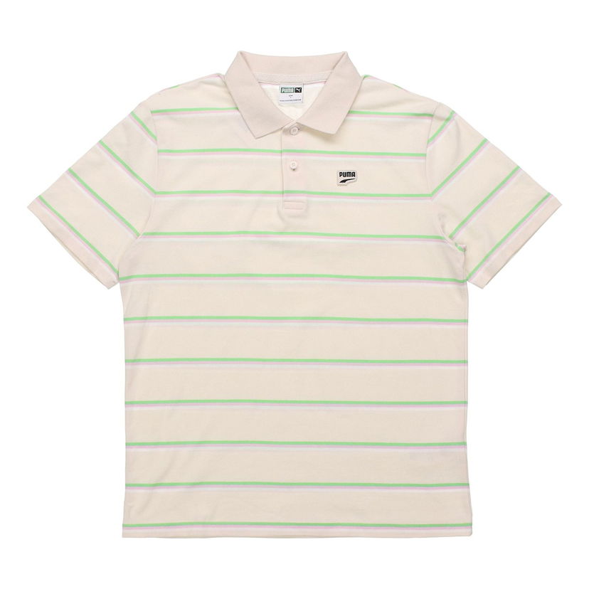 Polo skjorte Puma Downtown Stripe Polo Shirt Beige | 599781-75