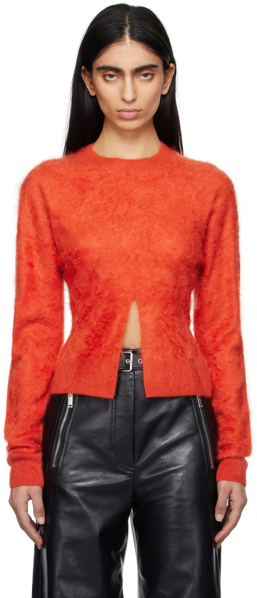 Sweater Nanushka Nanushka Kloe Fuzzy Crewneck Sweater Orange | NW25RSSW10222
