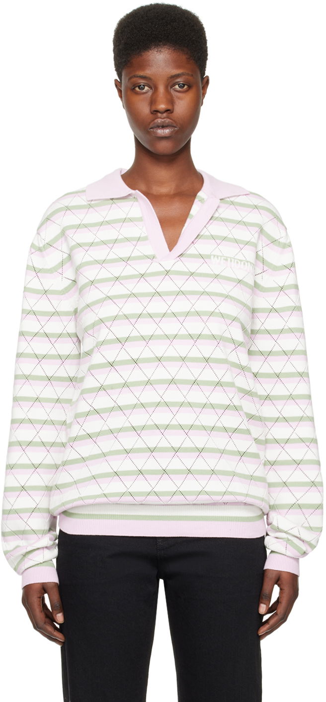 Sweater We11done We11done Striped Knit Polo Shirt Flerfarvet | WD-KT0-24-639-U-LP