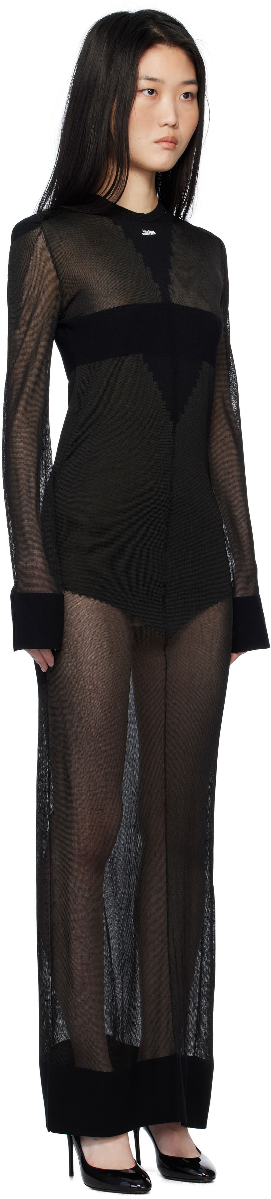 Kjole Jean Paul Gaultier Gaultier Logo Knit Maxi Dress Sort | 25/33-F-RO311-M083-00, 1