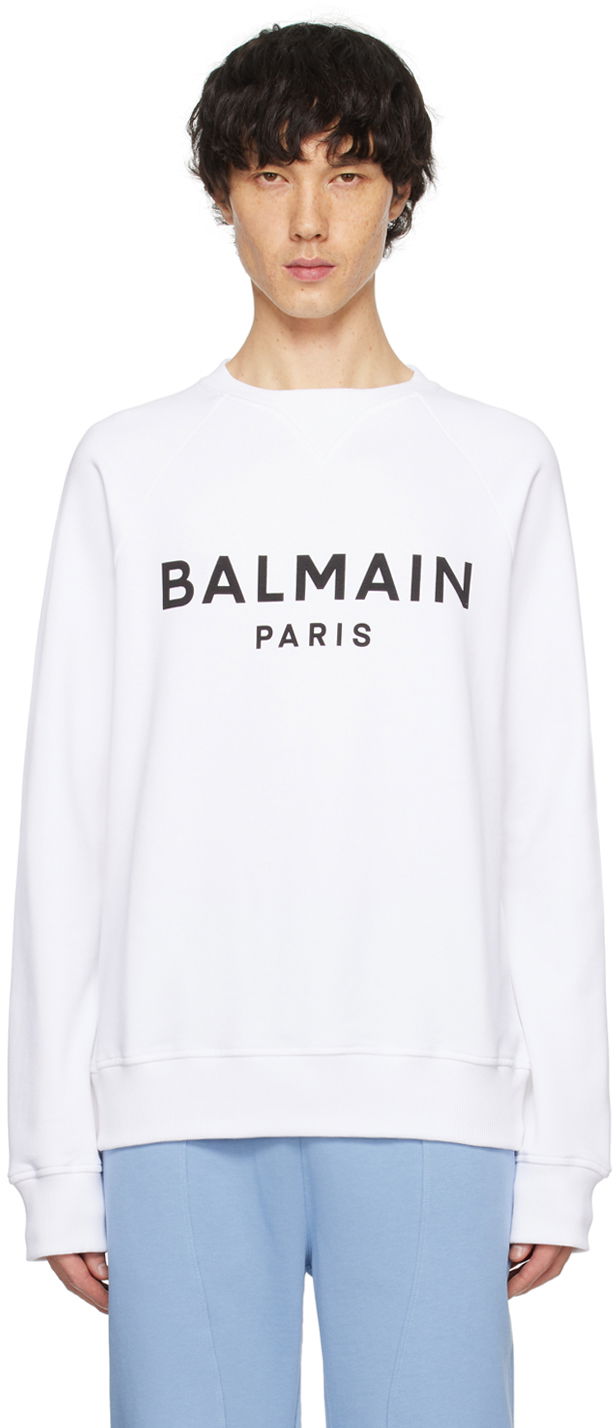 Sweatshirt Balmain Printed Sweatshirt Hvid | CH1JQ005BB65