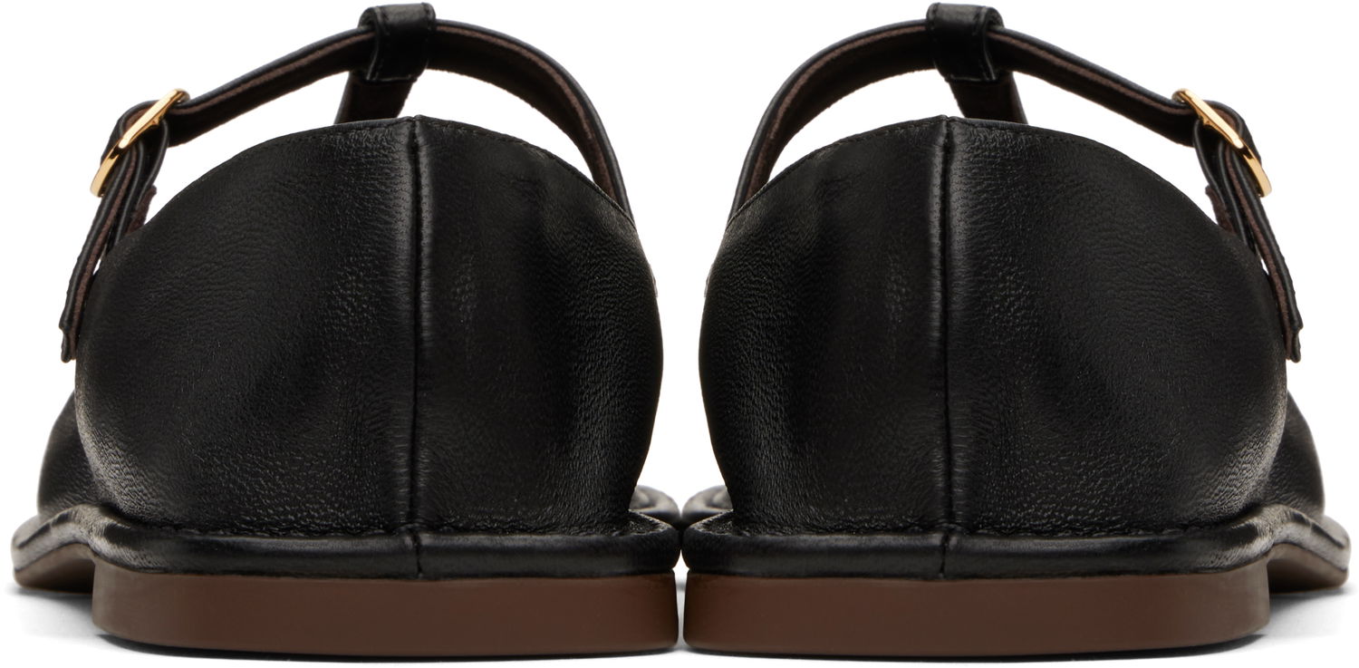 Sneakers og sko The Row The Row Square T-Strap Ballerina Flats Sort | F1599-SL3, 1