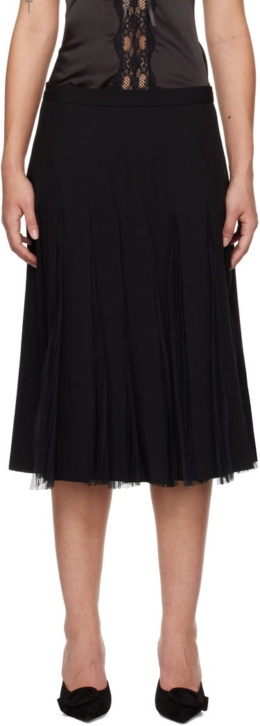Nederdel GUIZIO Guizio Gibson Chiffon Pleated Midi Skirt Sort | H24305W115, 0